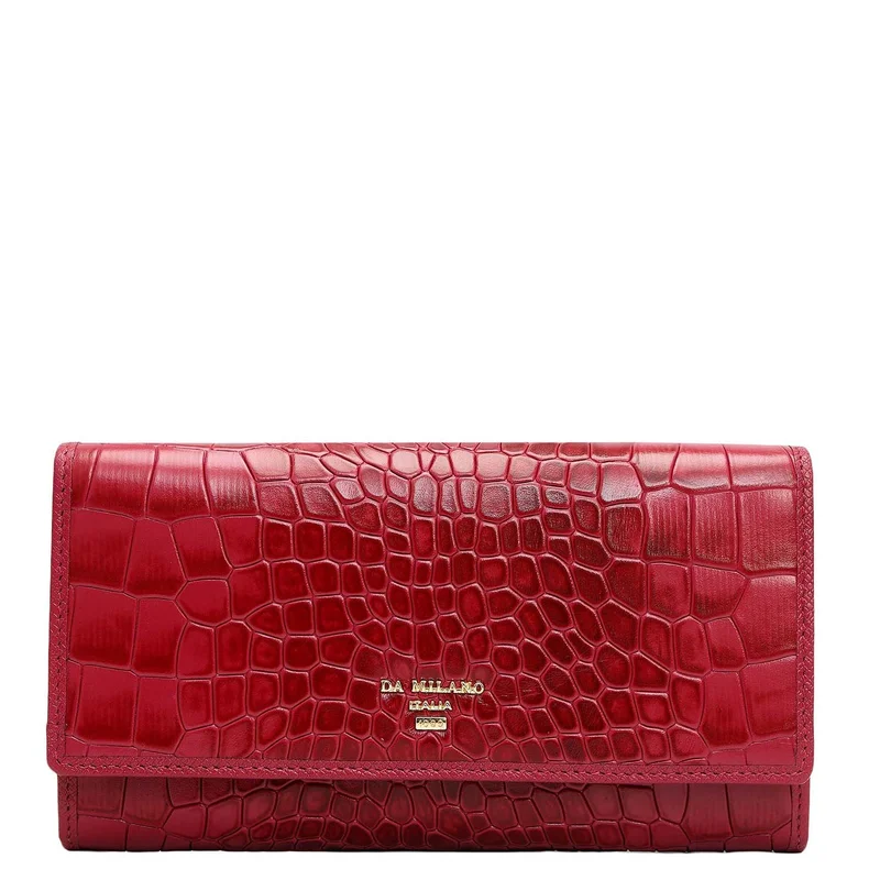 Da Milano Croco Leather Ladies Wallet - Plumberry